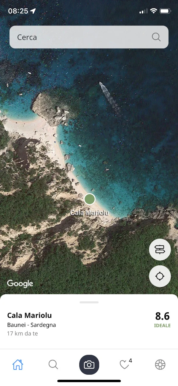 Schermata reale Bentu con Cala Mariolu e Bentu Score 8.6